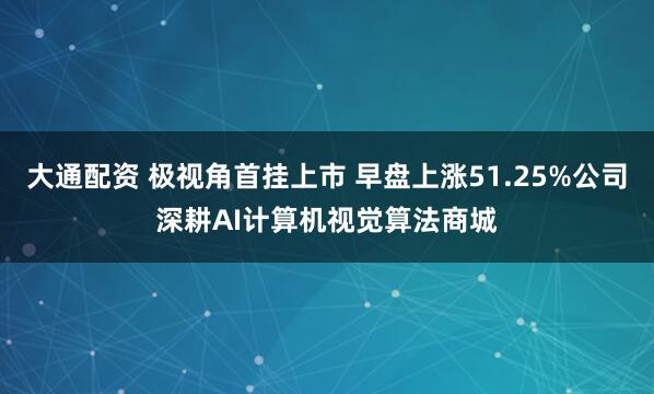 大通配资 极视角首挂上市 早盘上涨51.25%公司深耕AI计算机视觉算法商城