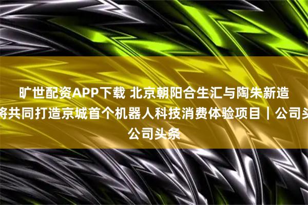 旷世配资APP下载 北京朝阳合生汇与陶朱新造局将共同打造京城首个机器人科技消费体验项目｜公司头条